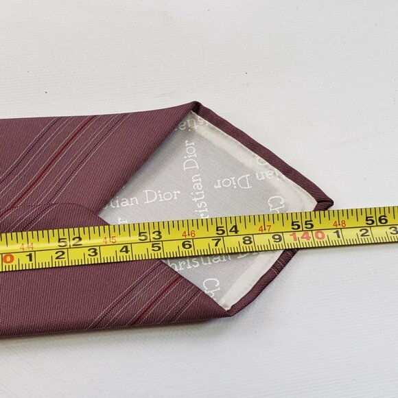 Vintage Christian Dior Mens Necktie Burgundy Classic  3.25"x55.5" USA Tie - Picture 7 of 7